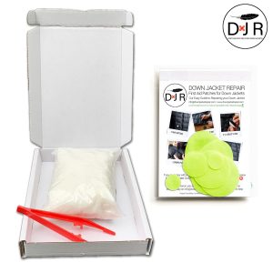 jacket repair patch kit and goose down refill kit fluro yellow