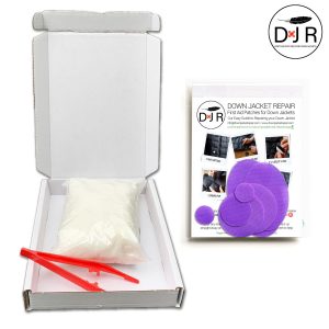 jacket repair patch kit and goose down refill kit lilac