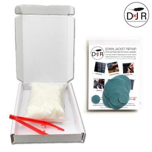 jacket repair patch kit and goose down refill kit pigeon grey