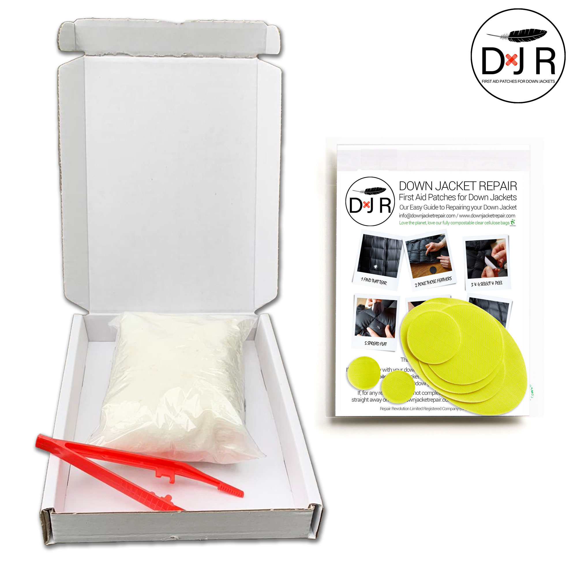 jacket repair patch kit and goose down refill kit yellow